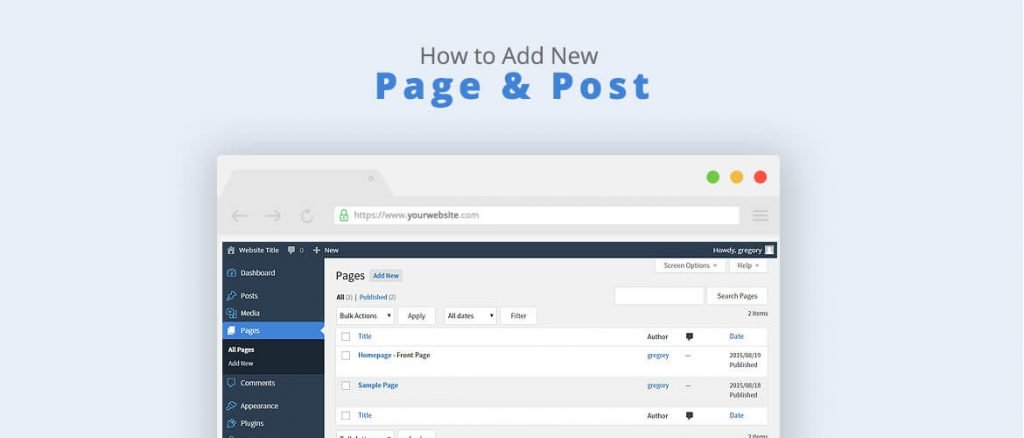 new page and post on WordPress
