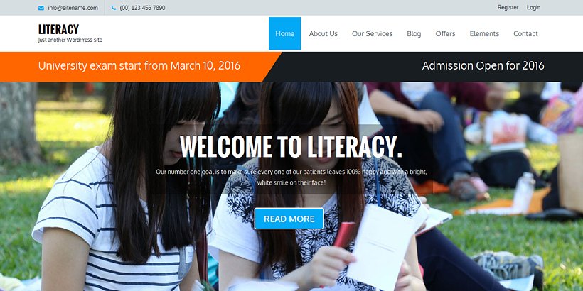 Literacy Free Education WordPress Themes