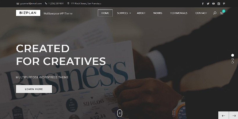 bizplan free corporate wordpress themes