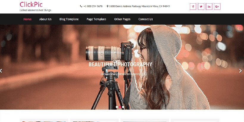 clickpic free photography wordpress themes