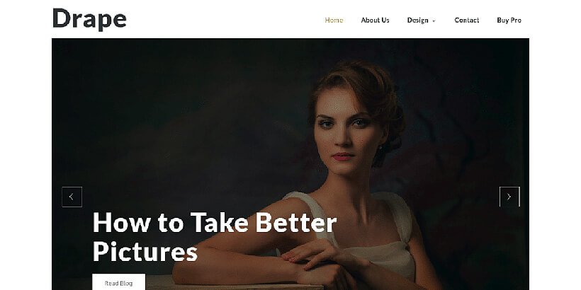 drape free photography wordpress themes