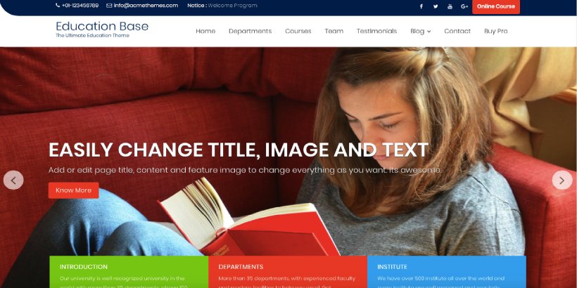 Education Base Free Education WordPress Themes