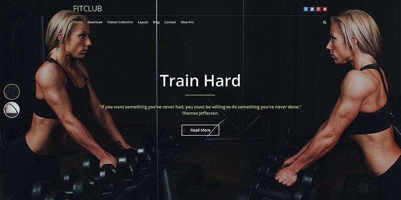 fitclub free fitness wordpress themes