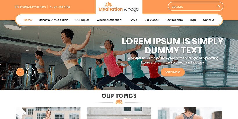 meditation free fitness wordpress themes