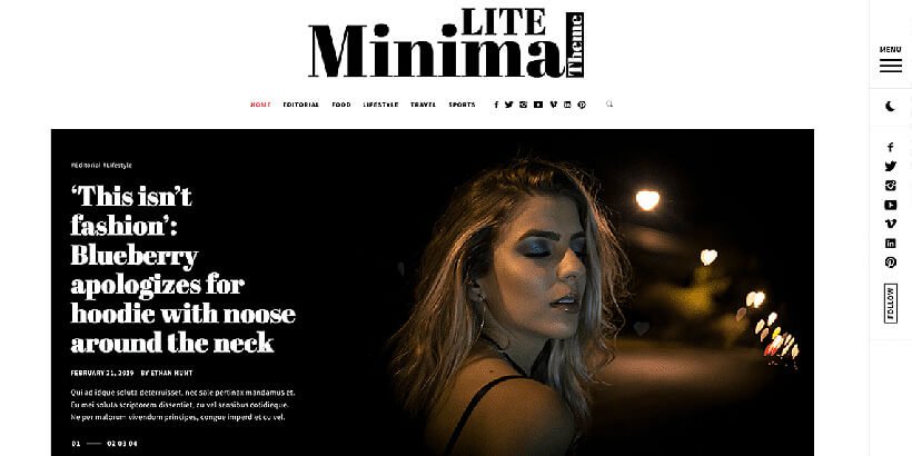 minimallite free photography wordpress themes