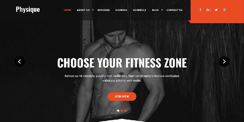 phsique free fitness wordpress themes