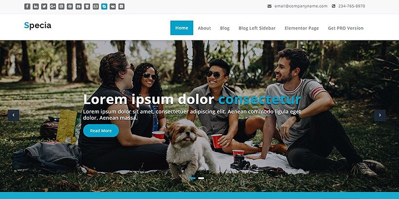 specia free photography wordpress themes