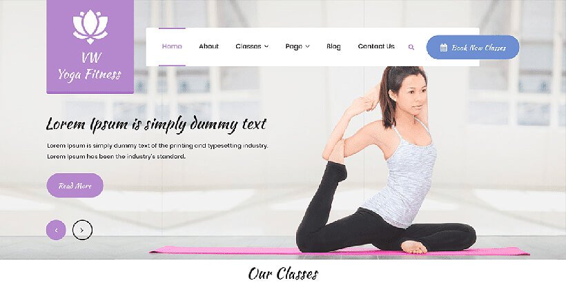 vwyoga free fitness wordpress themes