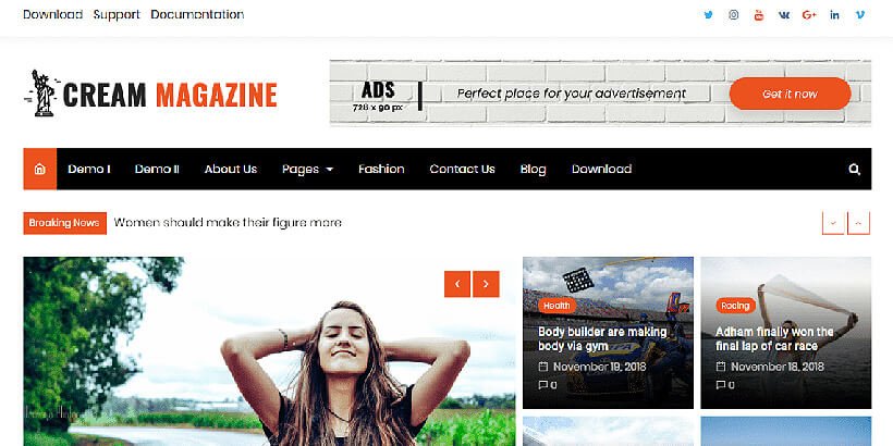 cream free magazine wordpress themes