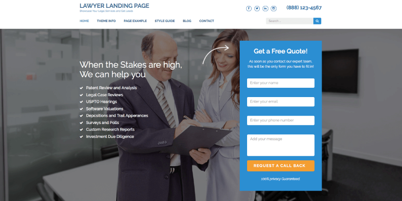 lawyer landing page