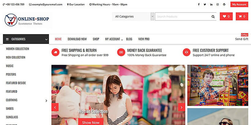 onlineshop free woocommerce themes