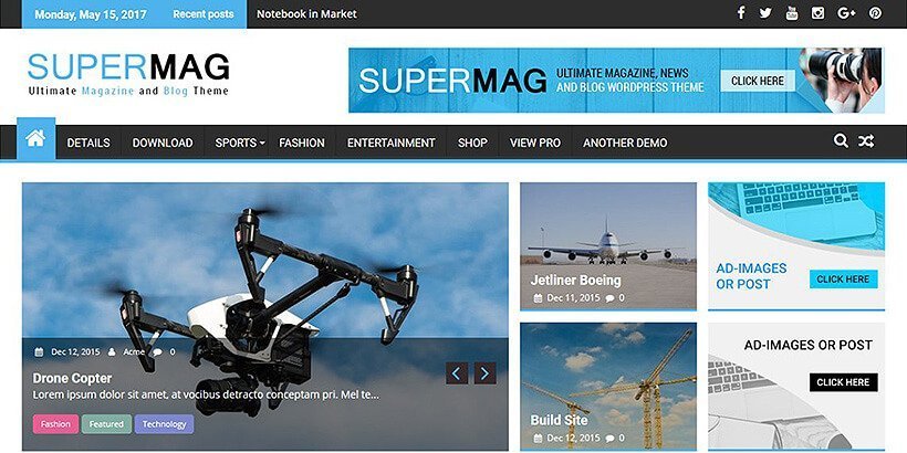 supermag free magazine wordpress themes