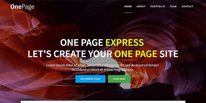 one free one page wordpress themes