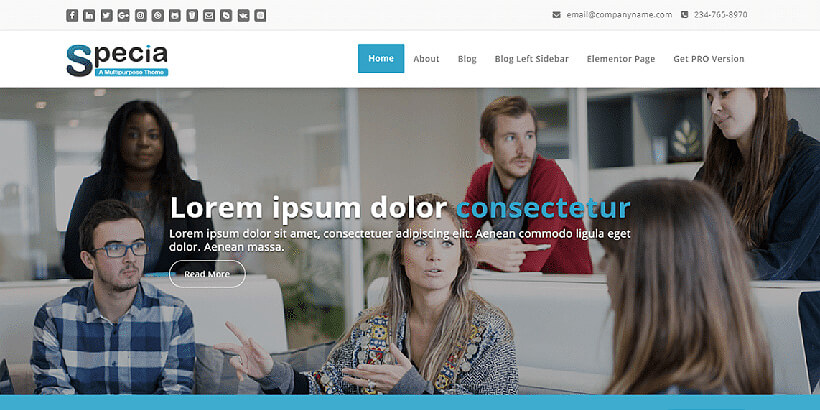 specia free landing page wordpress themes