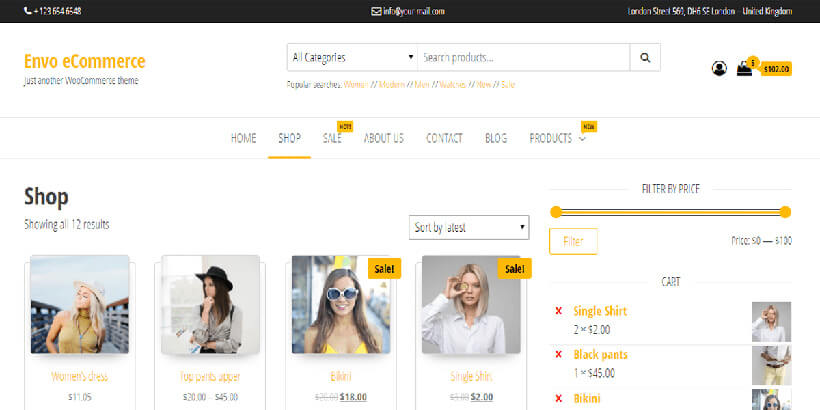 envocommerce most popular themes