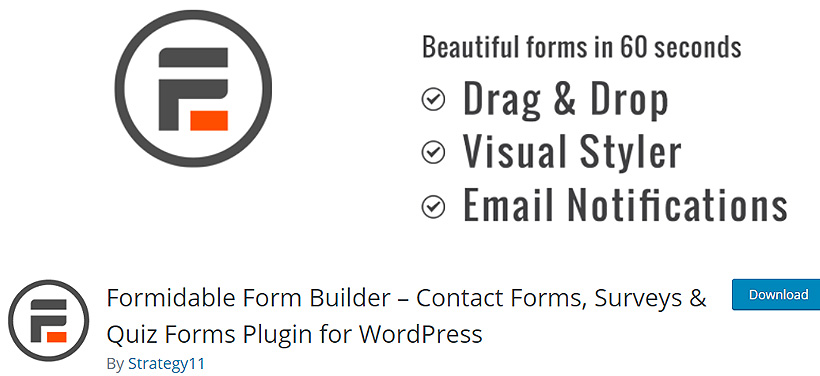 formidable Free WordPress Contact Form Plugins