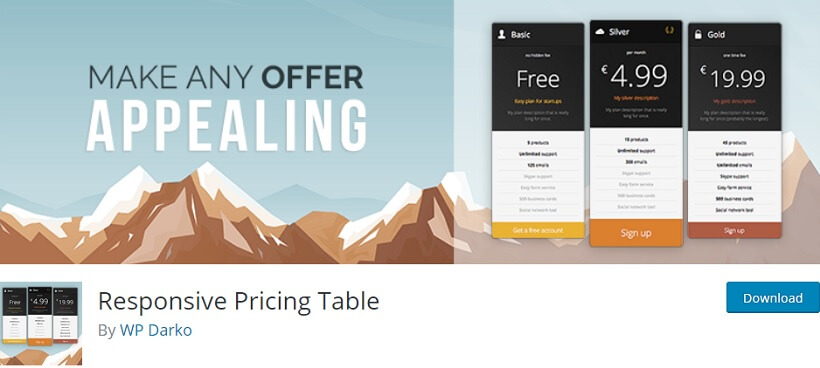 WordPress pricing table plugins