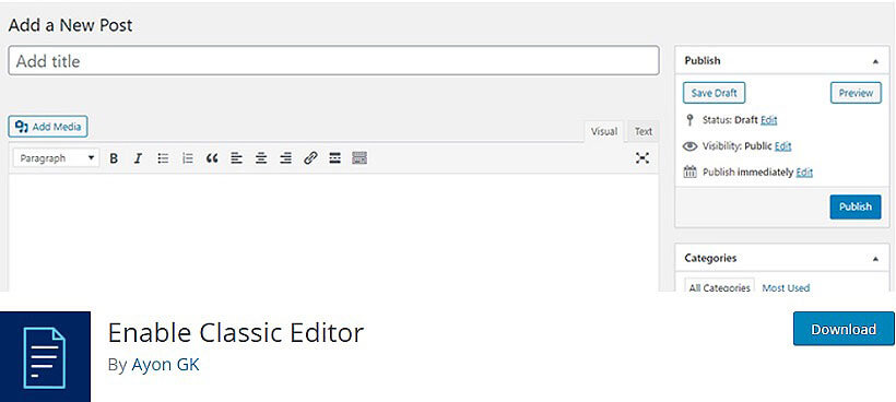 enable classic editor